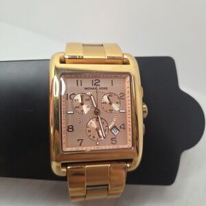 MICHAEL KORS Chronograph Bold Gold Square Dial Watch MK5436 Unisex! No Battery !